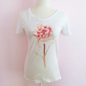 white watercolor painting flower floral fitted tee